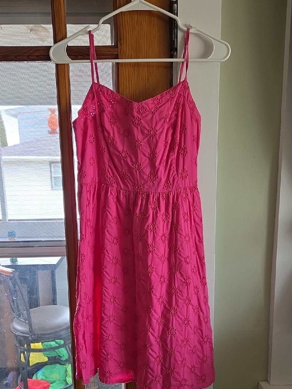 Old Navy Hot Pink Eyelet Midi Dress